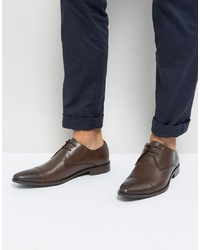 Frank Wright Toe Cap Derby Shoes In Brown Leather