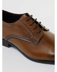 Topman Brown Leather Derby Shoes