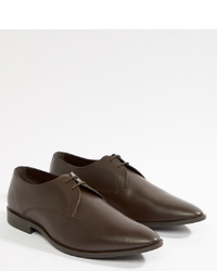 Frank Wright Wide Fit Derby Shoes In Brown Leather