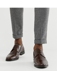 ASOS DESIGN Wide Fit Derby Shoes In Brown Leather