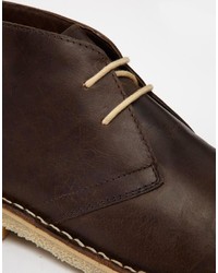 Asos Brand Desert Boots In Leather