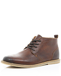 River Island Brown Leather Desert Boots