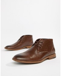New Look Faux Leather Chukka Boot In Brown