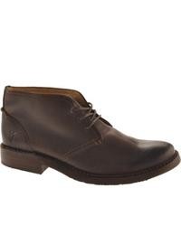 Frye Oliver Chukka Dark Brown Leather Boots