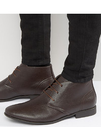 ASOS DESIGN Wide Fit Chukka Boots In Brown Faux Leather