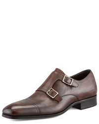 Dark Brown Leather Double Monks