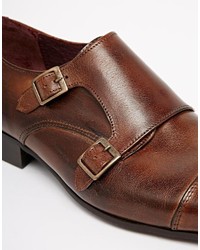 Asos Brand Monk Shoes In Leather