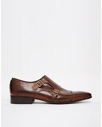 Asos Brand Monk Shoes In Leather