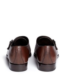 Canali Burnish Leather Double Monk Strap Shoes