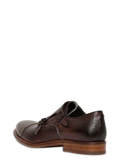 Cerbero Saffiano Effect Leather Monk Strap Shoes, $235 | LUISAVIAROMA ...