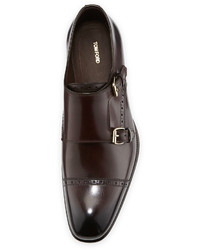 Tom Ford Charles Double Monk Shoe Dark Brown