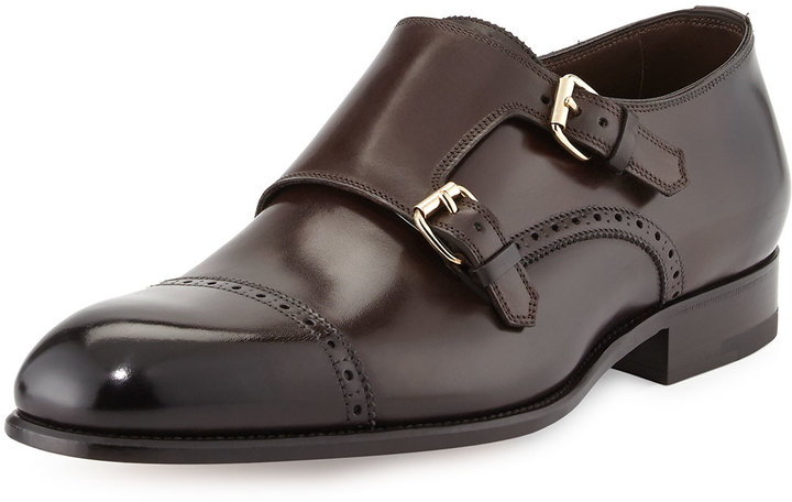 Tom Ford Charles Double Monk Shoe Dark Brown, $1,590 | Bergdorf Goodman ...
