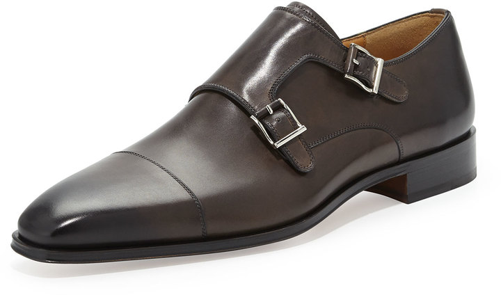 Magnanni For Neiman Marcus Cap Toe Double Monk Shoe Gray, $320 | Last ...