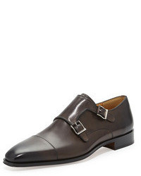 Magnanni For Neiman Marcus Cap Toe Double Monk Shoe Gray