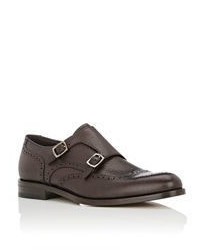 Salvatore Ferragamo Giovanni Double Monk Strap Shoes Dark Brown Brown