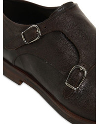 Alberto Fasciani Hand Brushed Leather Monk Strap Shoes