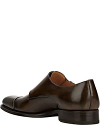 Harris Burnished Double Monk Strap Shoes Green