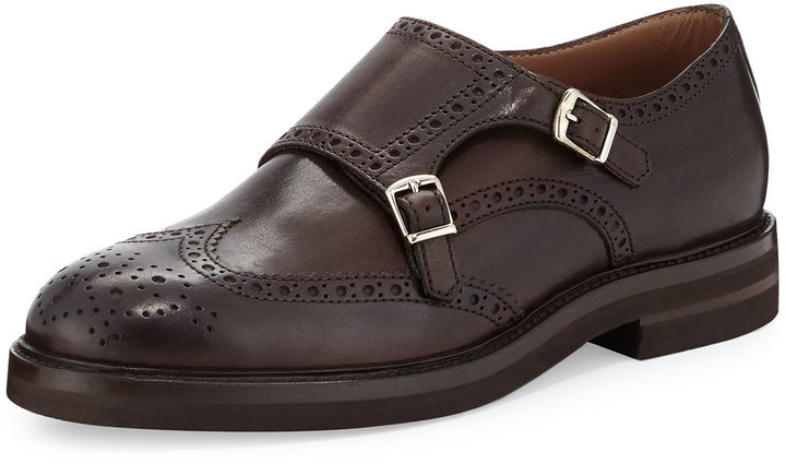 New BRUNELLO CUCINELLI Brown Leather Double Monkstrap Shoes 6/36 $1355 