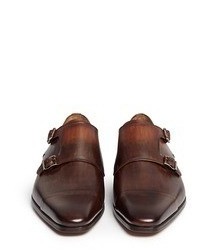 Magnanni Two Tone Leather Monk Strap Shoes
