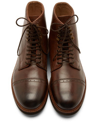 H By Hudson Brown Leather Wantage Boots