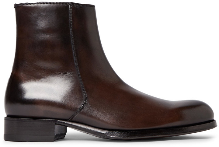 Tom Ford Edgar Burnished Leather Boots, $1,990 | MR PORTER | Lookastic