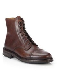 Ralph Lauren Macomb Waxy Leather Lace Up Boots