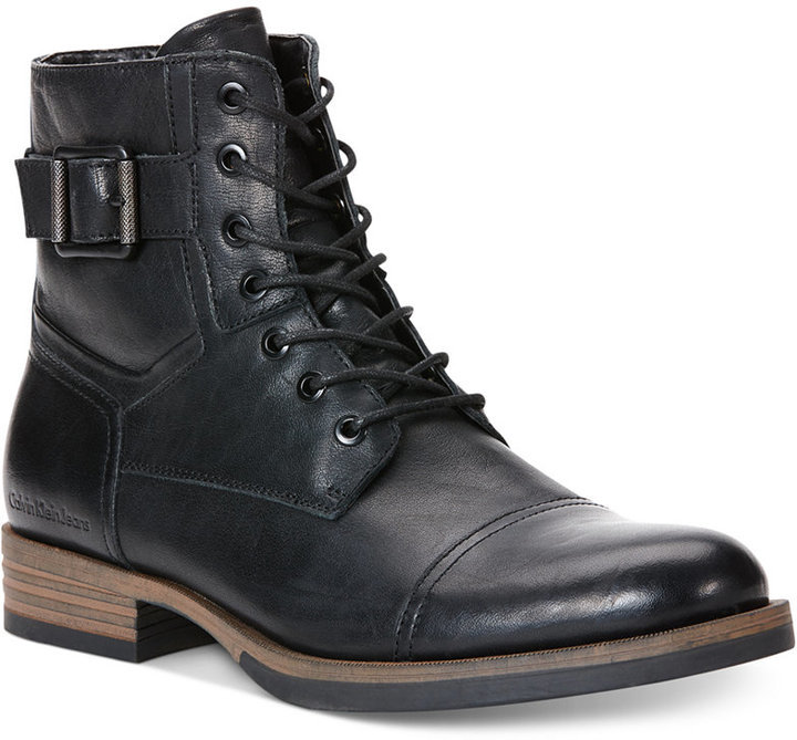 Calvin Klein Jeans Roberts Leather Boots, $150 | Macy's | Lookastic