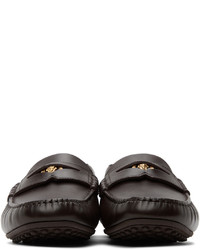 Versace Brown Leather Penny Loafers