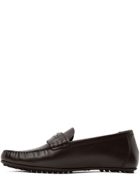 Versace Brown Leather Penny Loafers
