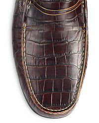 Saks Fifth Avenue Collection Croc Embossed Drivers