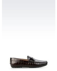 Giorgio Armani Driving Shoe In Croc Print Calfskin