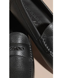 Burberry Grainy Leather Loafers With Engraved Check Detail