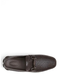 Salvatore Ferragamo Round Woven Leather Driving Shoe