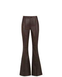 Dark Brown Leather Flare Pants