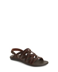 Dark Brown Leather Flat Sandals