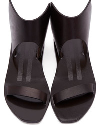 Rick Owens Dark Brown Structured Leather Sandals