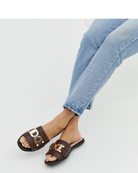 River Island Sliders With In Chocolate