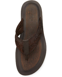 John Varvatos Artisan Leather Thong Sandal Dark Brown
