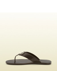 Gucci Brown Leather Thong Sandal