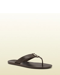 Gucci Brown Leather Thong Sandal