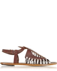 Proenza Schouler Brown Woven Leather Flat Sandal
