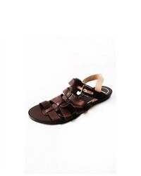 Dolce Vita Brown Leather Enrico Flat Gladiator Sandals 6