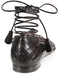 Bottega Veneta Lace Up Leather Gladiator Sandals