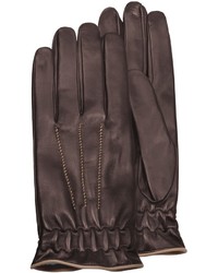 Forzieri Brown Cashmere Lined Calf Leather Gloves
