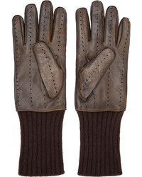 Haider Ackermann Brown Leather Cashmere Gloves