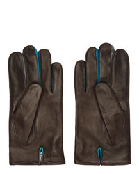 Paul Smith Brown Leather Concertina Gloves