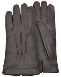 Forzieri Cashmere Lined Brown Italian Deer Leather Gloves