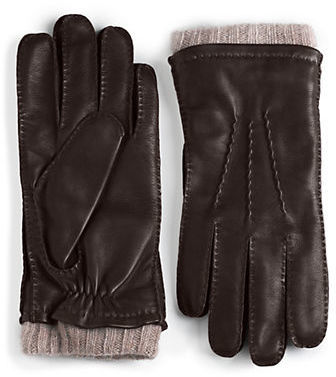 black brown leather gloves