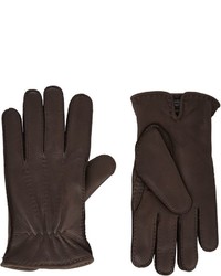 Barneys New York Cashmere Lined Gloves Brown