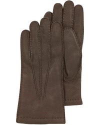 Moreschi Dark Brown Deerskin Leather Gloves Wcashmere Lining
